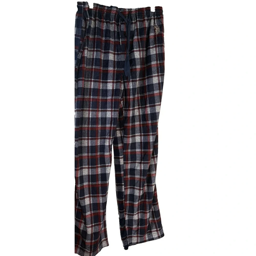Polo Assn Sleepwear L Men Bottoms Plaid Velour Pyjama Loungewear  Christmas Pony